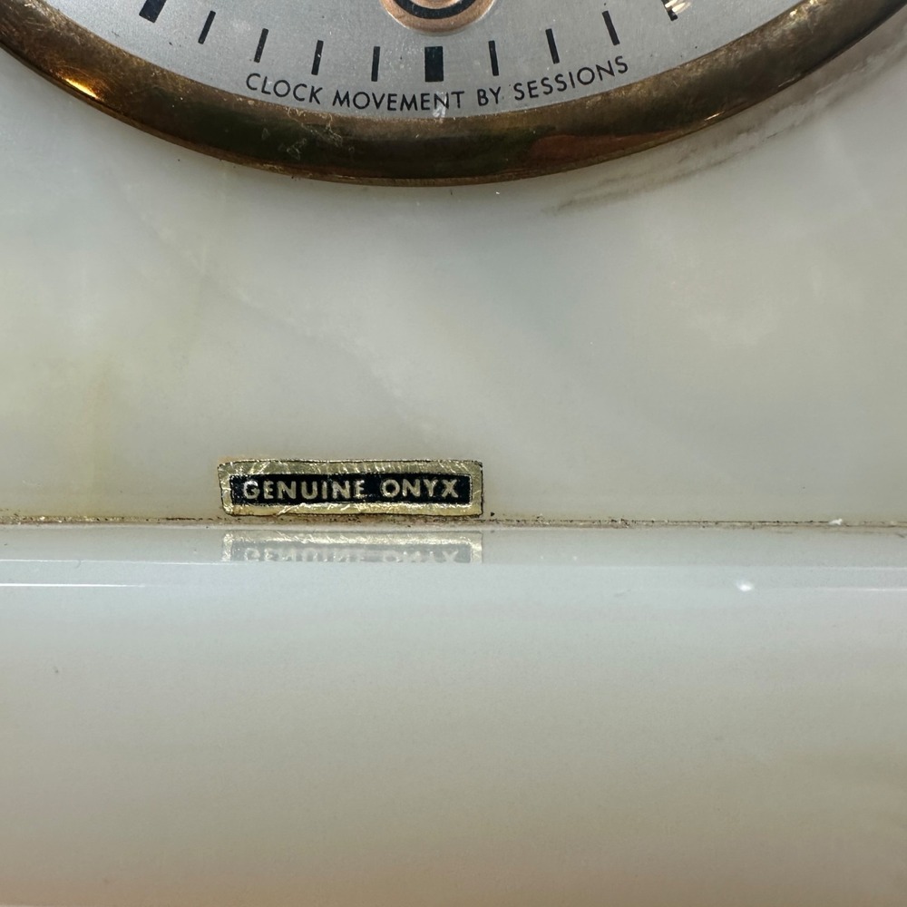 Vintage Made in USA Onyx Mantel Clock Movement by Sessions 7" Working - Picture 4 of 8